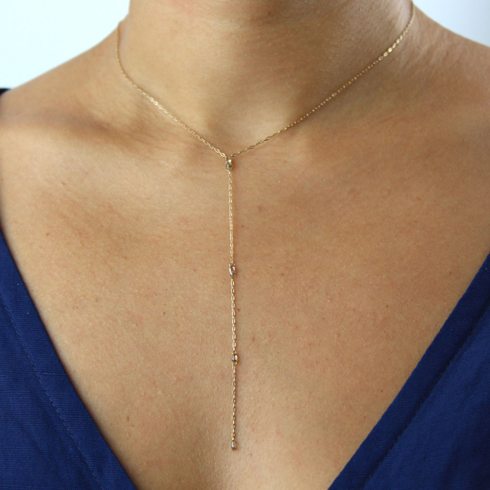  graduated briolette plunge necklace