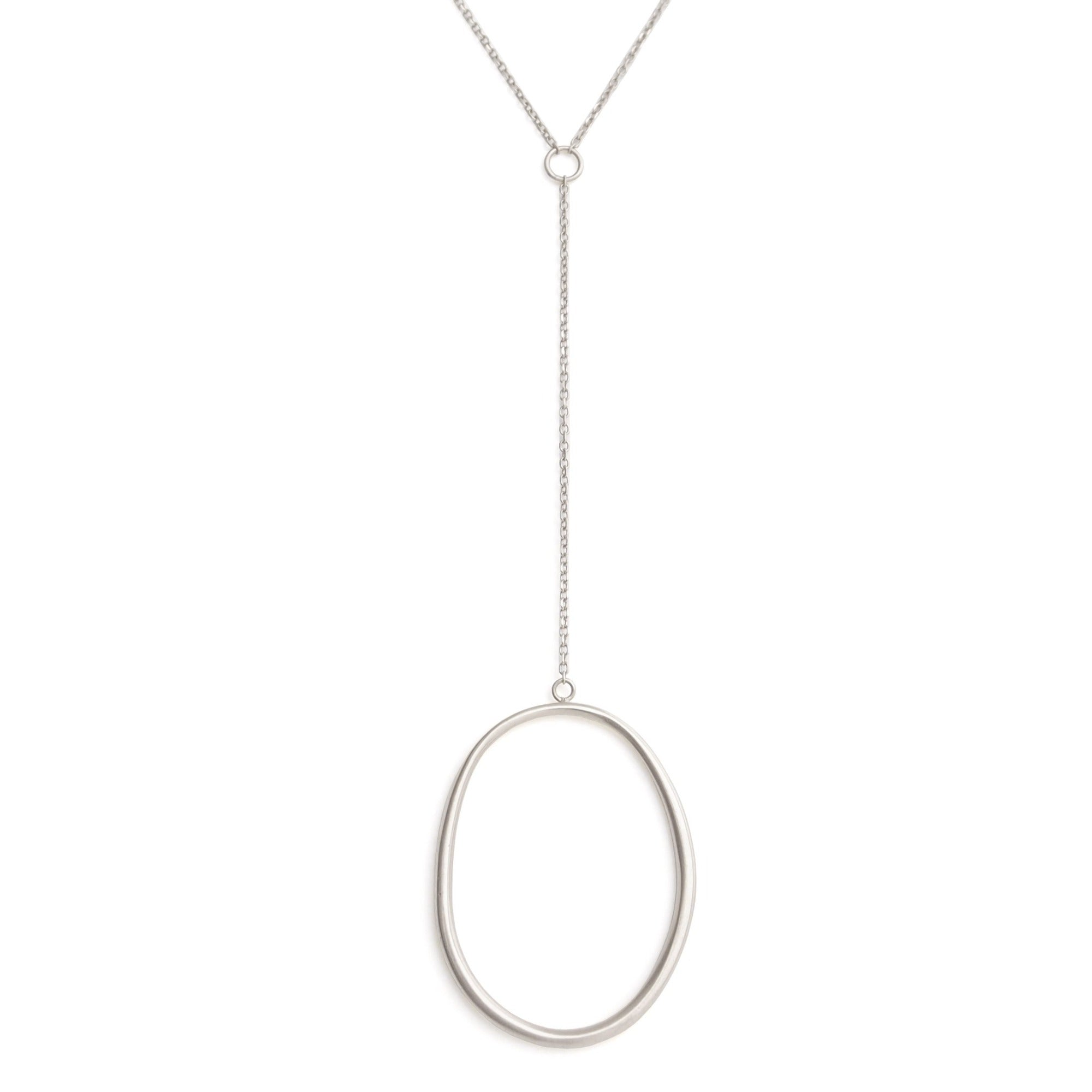 sterling silver drawn "o" drop necklace