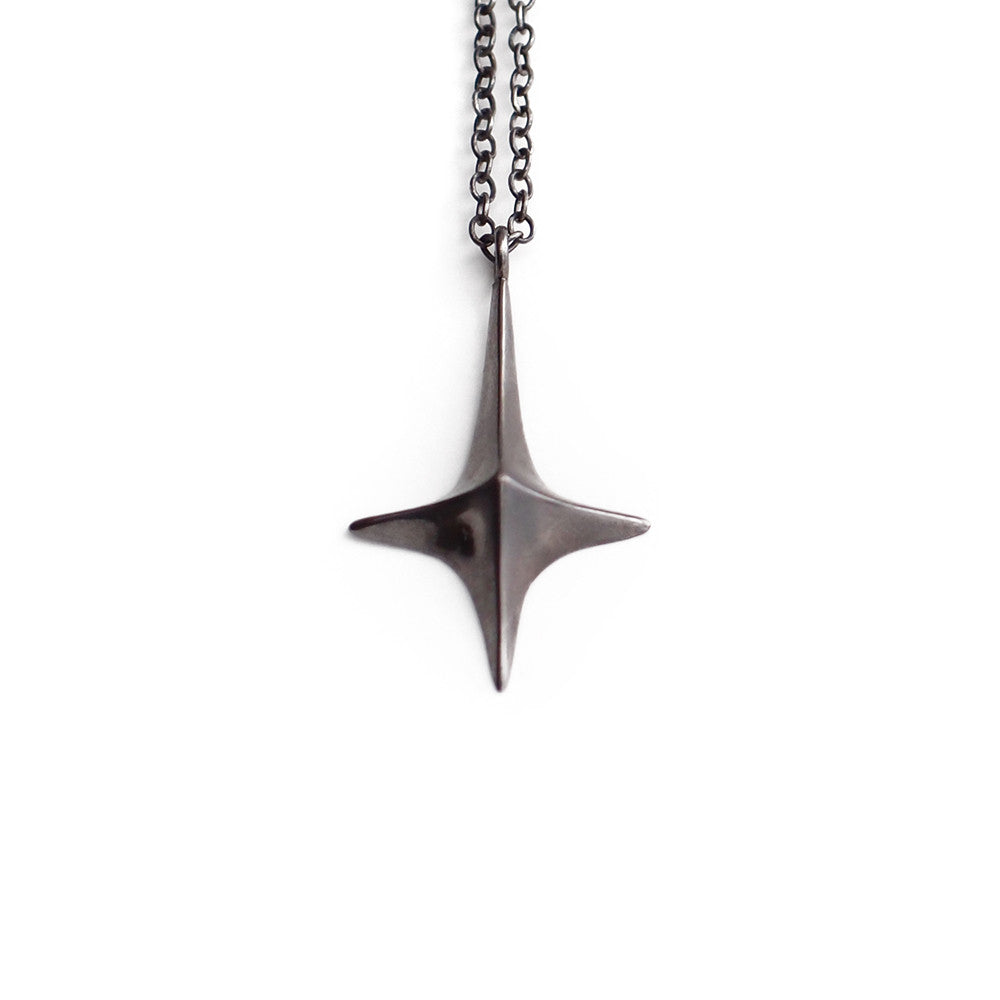 sterling silver plated in black rhodium long lis pendant