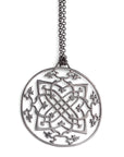 sterling silver plated in black rhodium / 27" silver chain arabesque medallion
