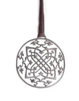 sterling silver plated in black rhodium / 42" leather cord with caps arabesque medallion