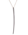 sterling silver plated in black rhodium on 14k yellow gold chain long stake pendant