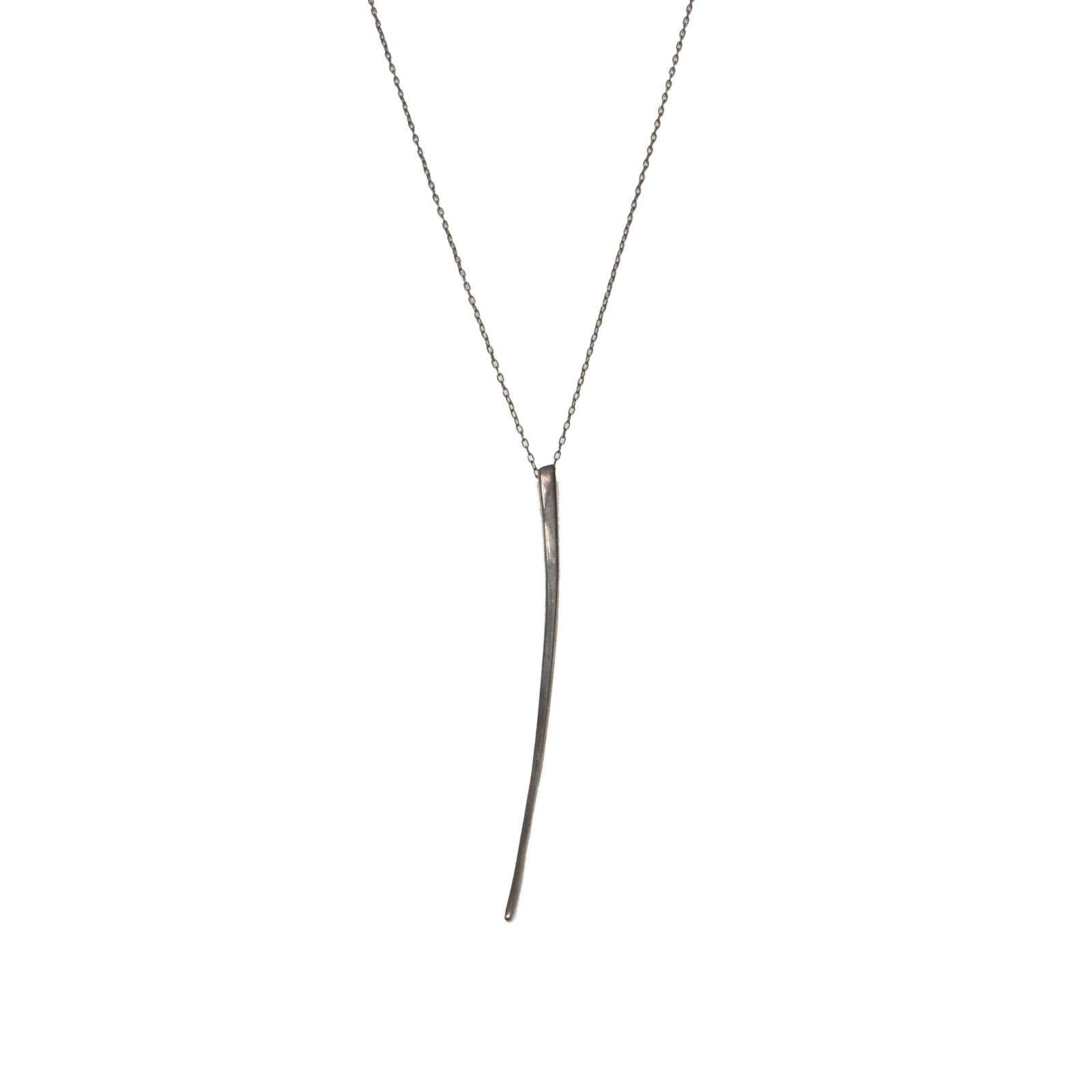 sterling silver plated in black rhodium pendant on a sterling silver chain curved stake pendant