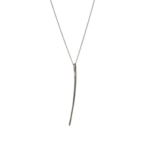 sterling silver plated in black rhodium pendant on a sterling silver chain curved stake pendant