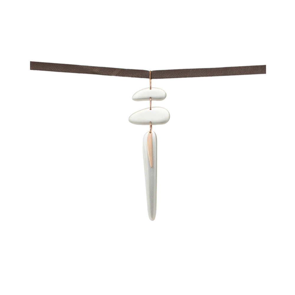 sterling silver/18k rose gold tiered totem pendant