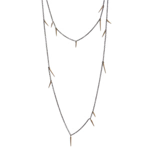 14k rose gold/oxidized silver / 18" small point scatter necklace