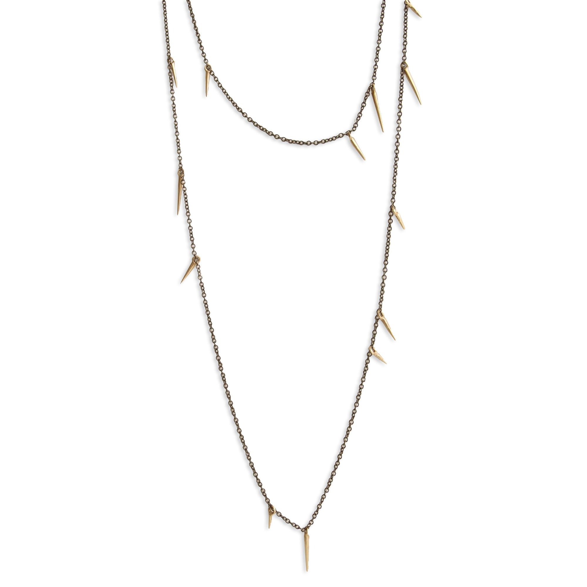 14k yellow gold/oxidized silver / 18&quot; small point scatter necklace