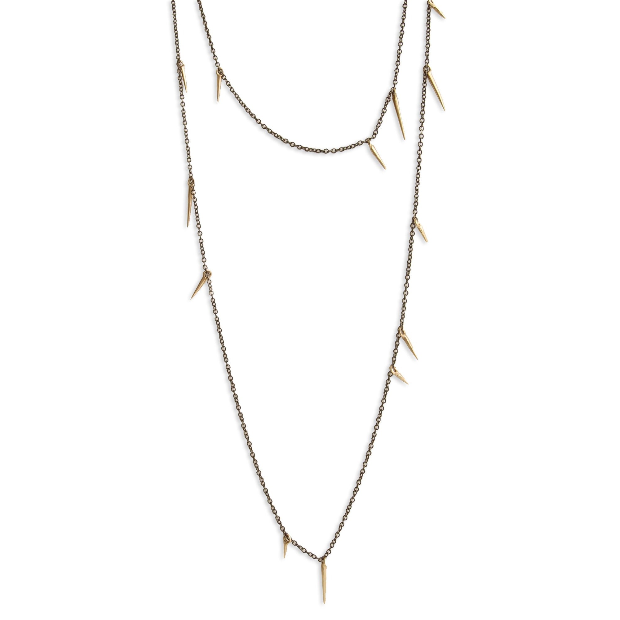 14k yellow gold/oxidized silver / 18" small point scatter necklace