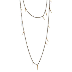 14k yellow gold/oxidized silver / 18" small point scatter necklace