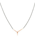 short / 18k rose gold/oxidized silver chain triad necklace
