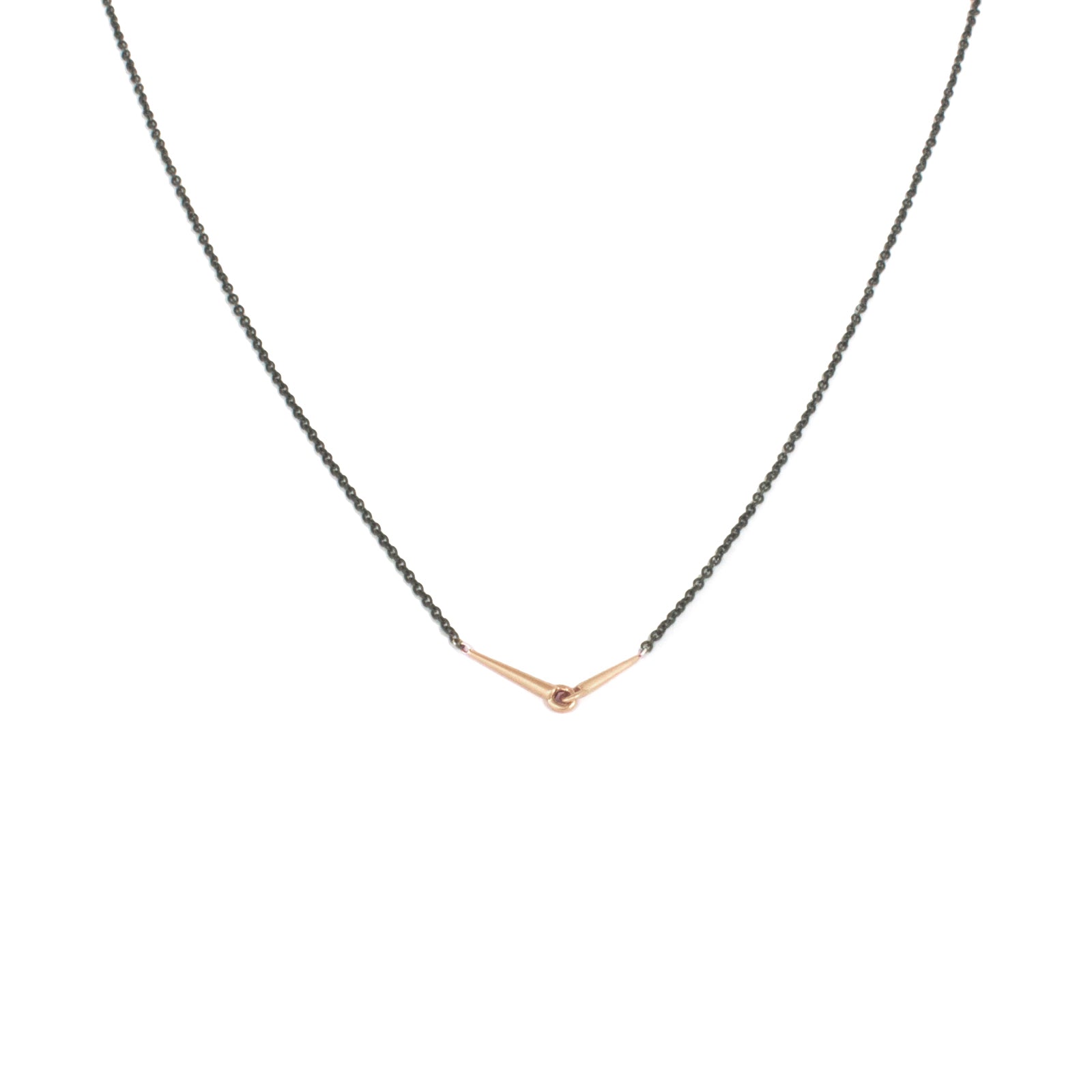 18k rose gold with oxidized silver chain / small mirror points necklace