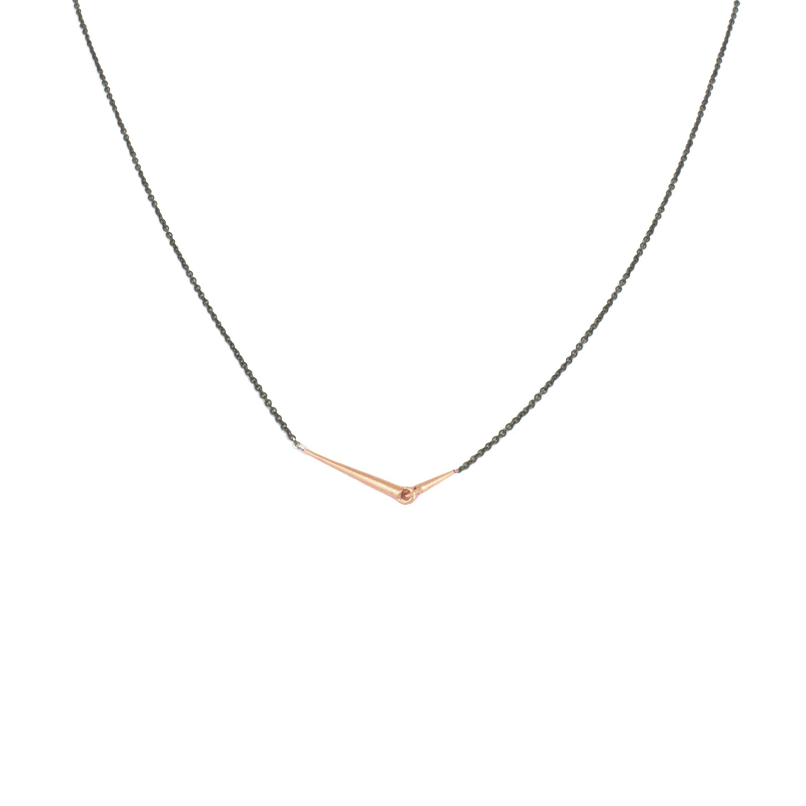 18k rose gold with oxidized silver chain / medium mirror points necklace