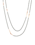 18k rose gold/oxidized silver long mirrored points necklace