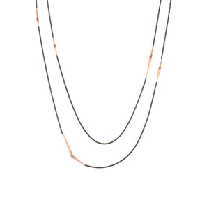 18k rose gold/oxidized silver long mirrored points necklace