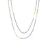 18k yellow gold/oxidized silver chain long mirrored points necklace