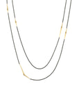 18k yellow gold/oxidized silver chain long mirrored points necklace