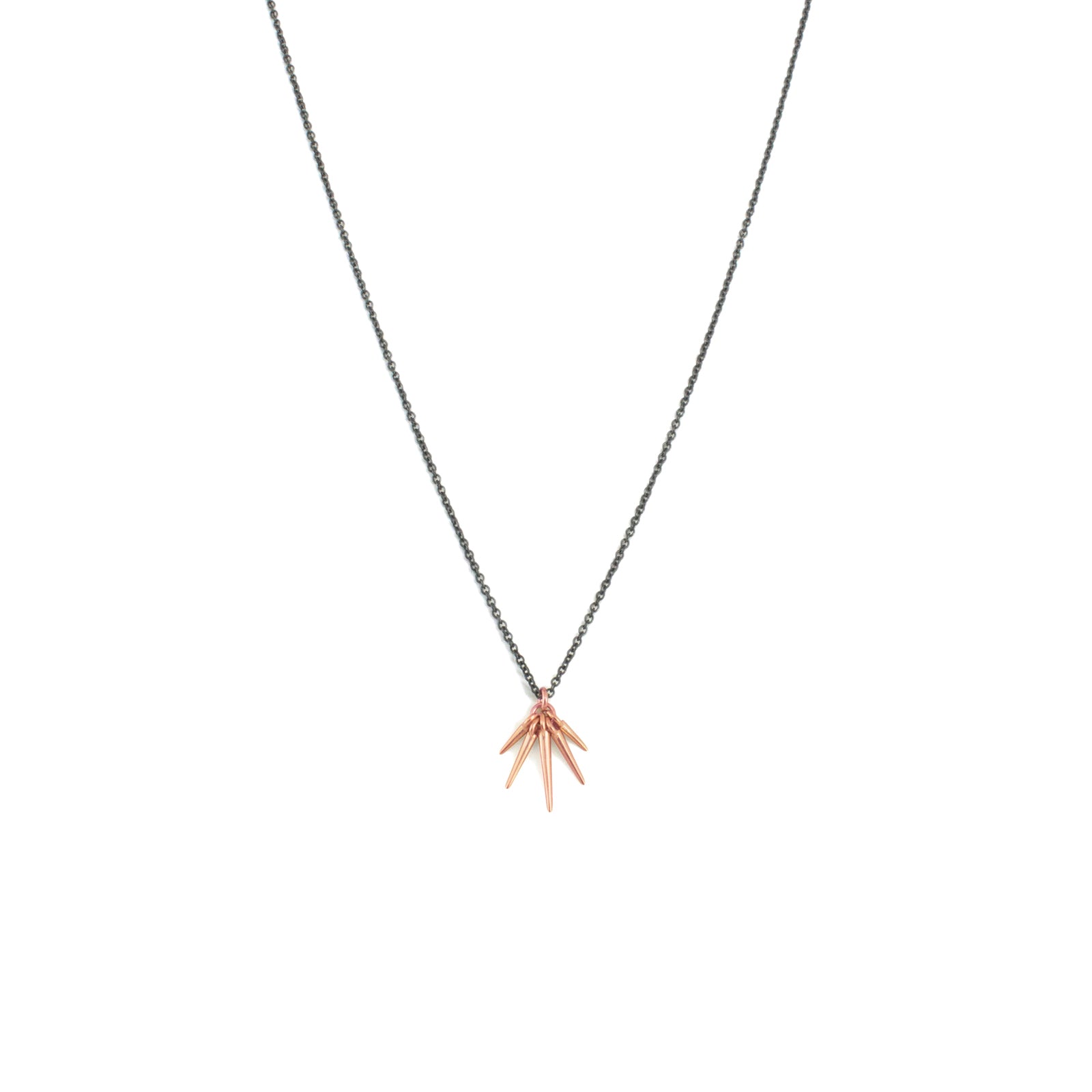 18k rose gold/oxidized silver chain / small fan points necklace