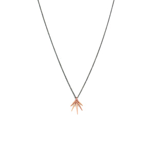 18k rose gold/oxidized silver chain / small fan points necklace