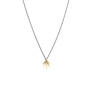 18k yellow gold/oxidized silver chain / small fan points necklace