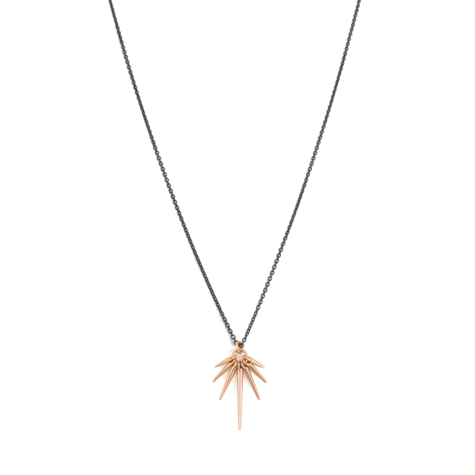 18k yellow gold/oxidized silver chain / medium fan points necklace