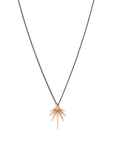 18k yellow gold/oxidized silver chain / medium fan points necklace