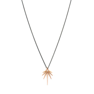 18k yellow gold/oxidized silver chain / medium fan points necklace