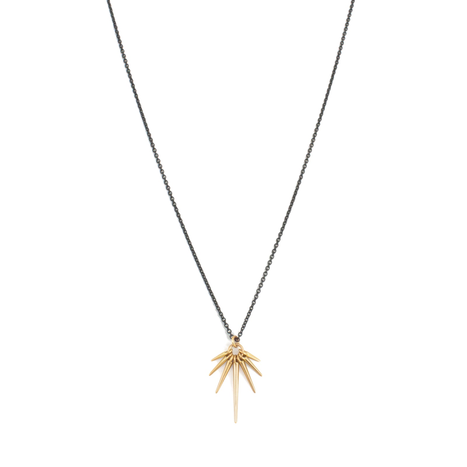 18k rose gold/oxidized silver chain / medium fan points necklace