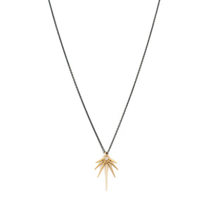18k rose gold/oxidized silver chain / medium fan points necklace