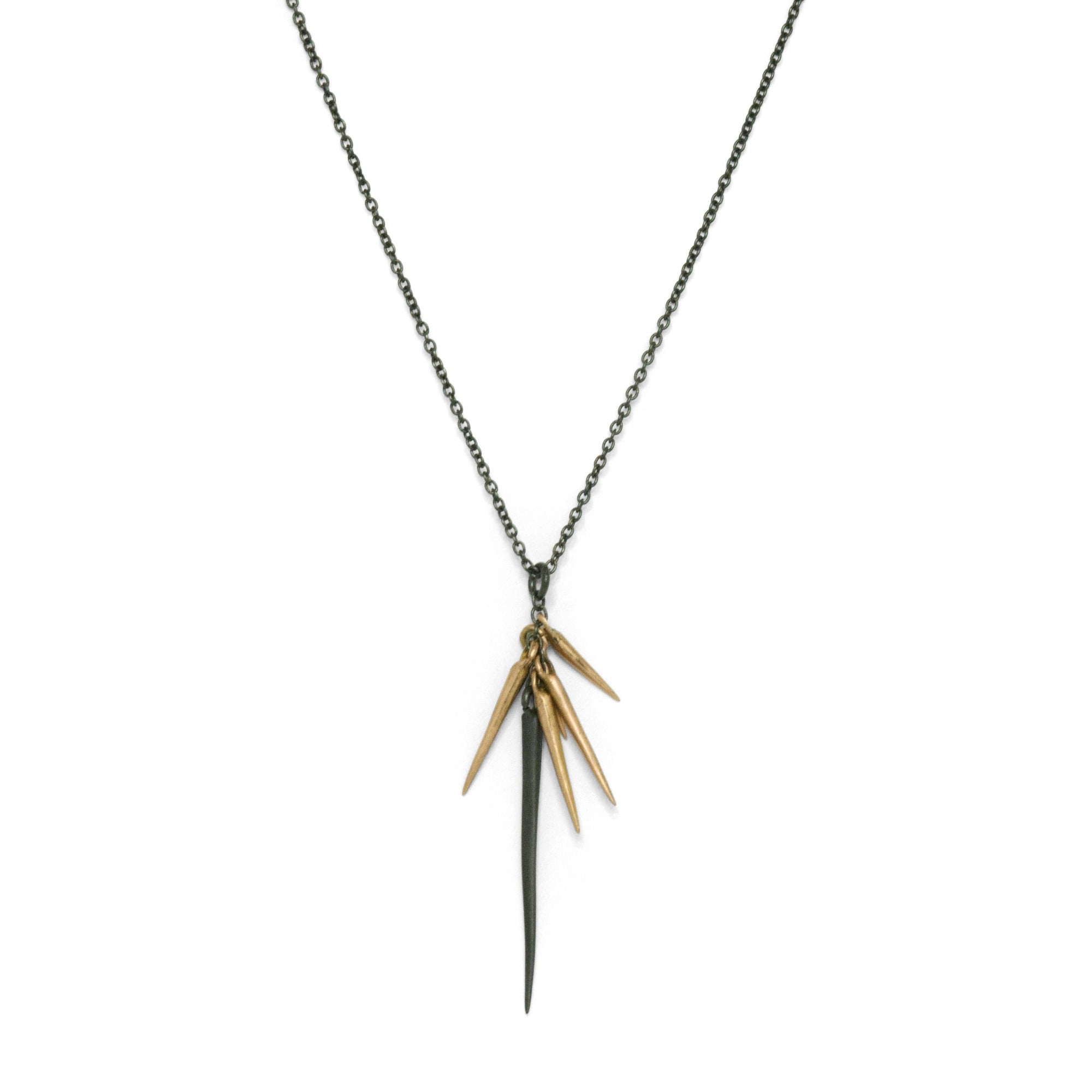 oxidized silver/14k yellow gold small point cluster necklace