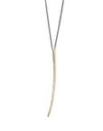 14k yellow gold pendant on an oxidized silver chain curved stake pendant