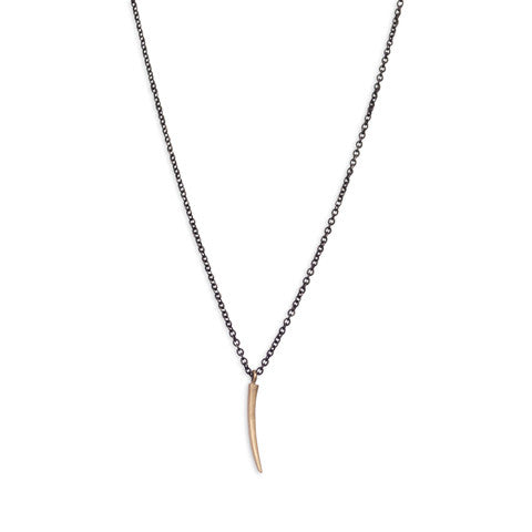 14k yellow gold on an oxidized sterling silver chain tiny sliver necklace