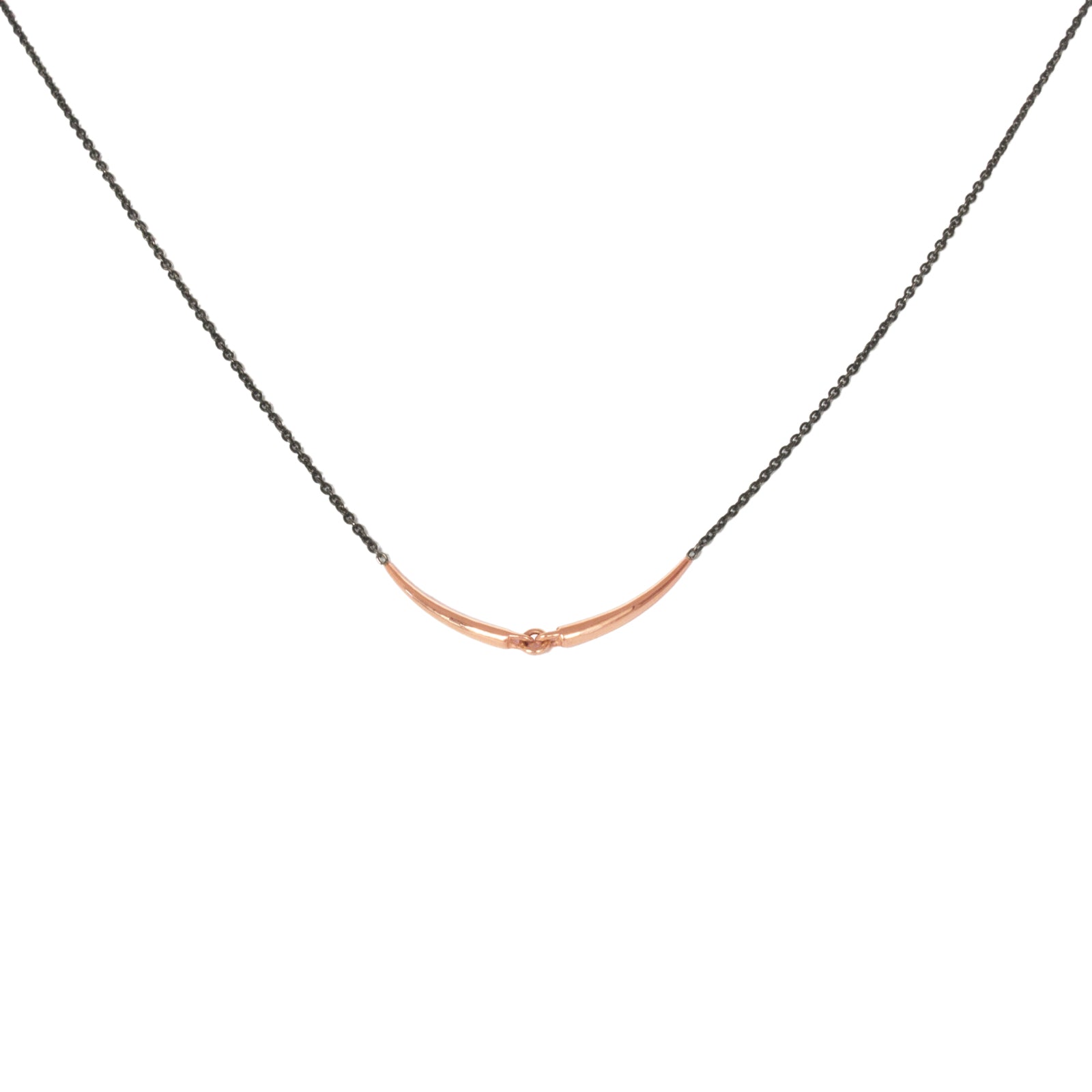 14k rose gold/oxidized silver chain mirror arpent necklace