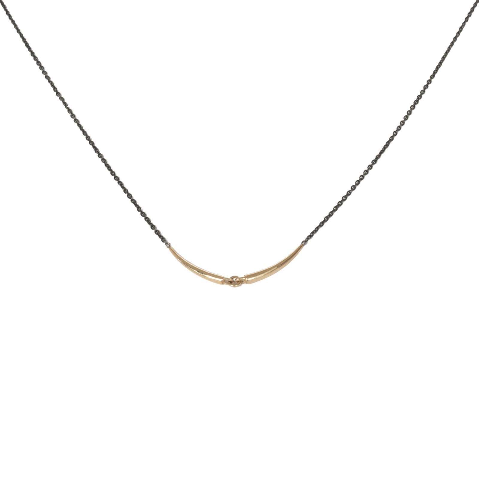 14k yellow gold/oxidized silver chain mirror arpent necklace