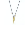 18k yellow gold and oxidized sterling sliver totem link scatter necklace