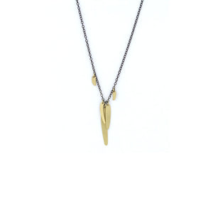 18k yellow gold and oxidized sterling sliver totem link scatter necklace