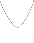18k yellow gold with oxidized silver chain / small mirror points necklace