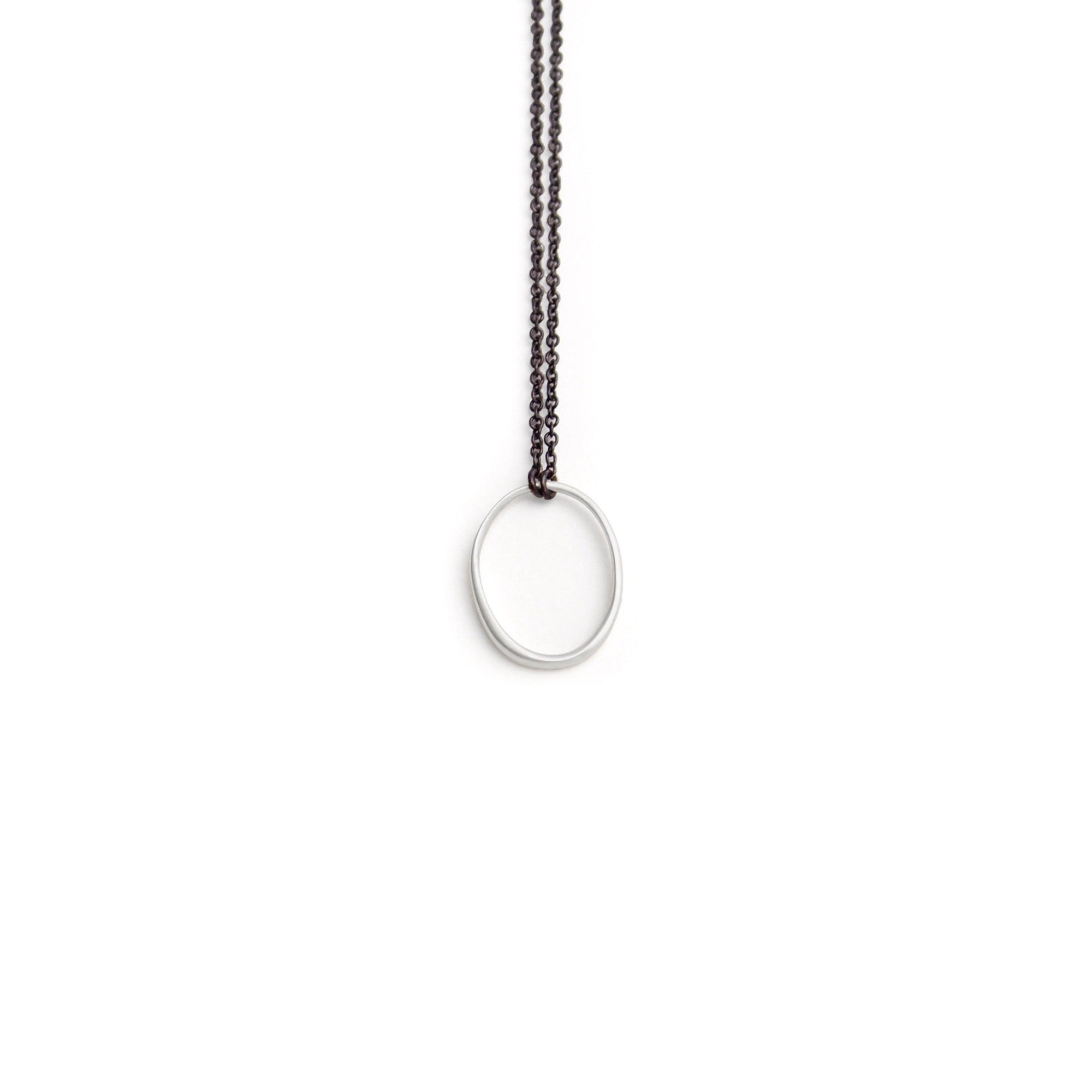 sterling silver small "o" necklace