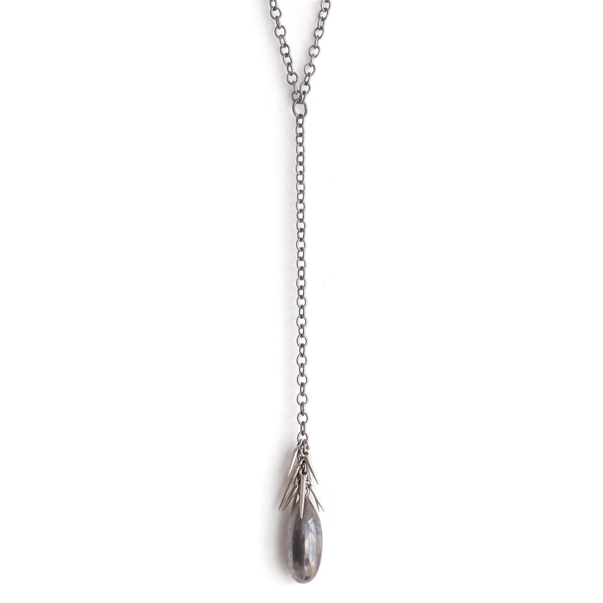 black rhodium pendant with sterling silver points small point lingham necklace