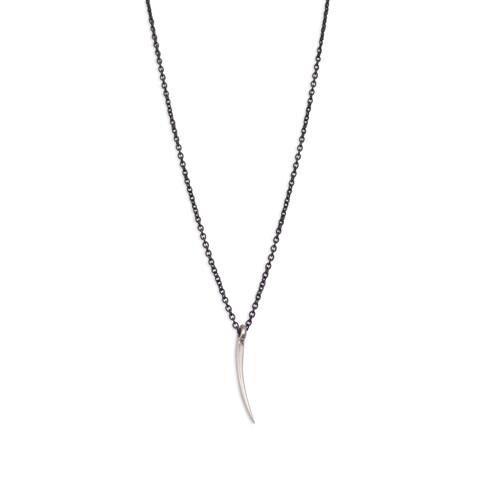 sterling silver on an oxidized sterling silver chain tiny sliver necklace