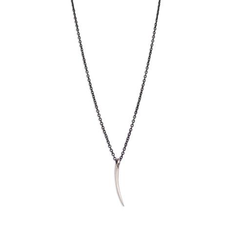 sterling silver on an oxidized sterling silver chain tiny sliver necklace