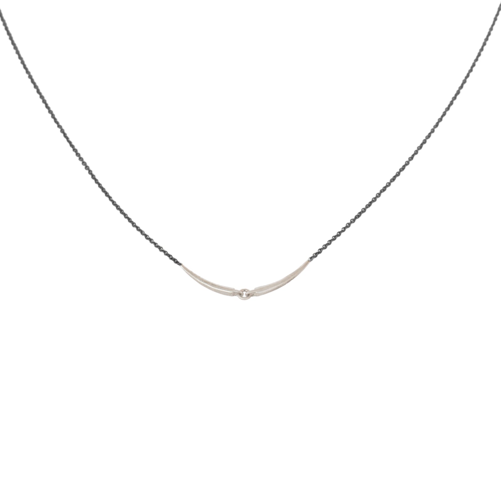 sterling silver/oxidized silver chain mirror arpent necklace