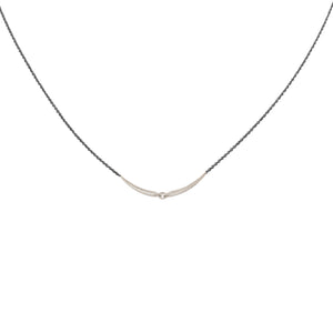 sterling silver/oxidized silver chain mirror arpent necklace