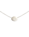 sterling silver with white diamond small disc necklace