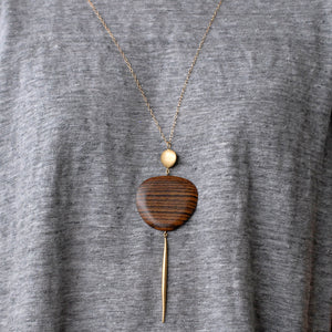  wood oval and point pendant