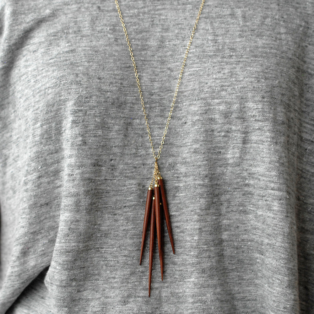  wood point cluster necklace