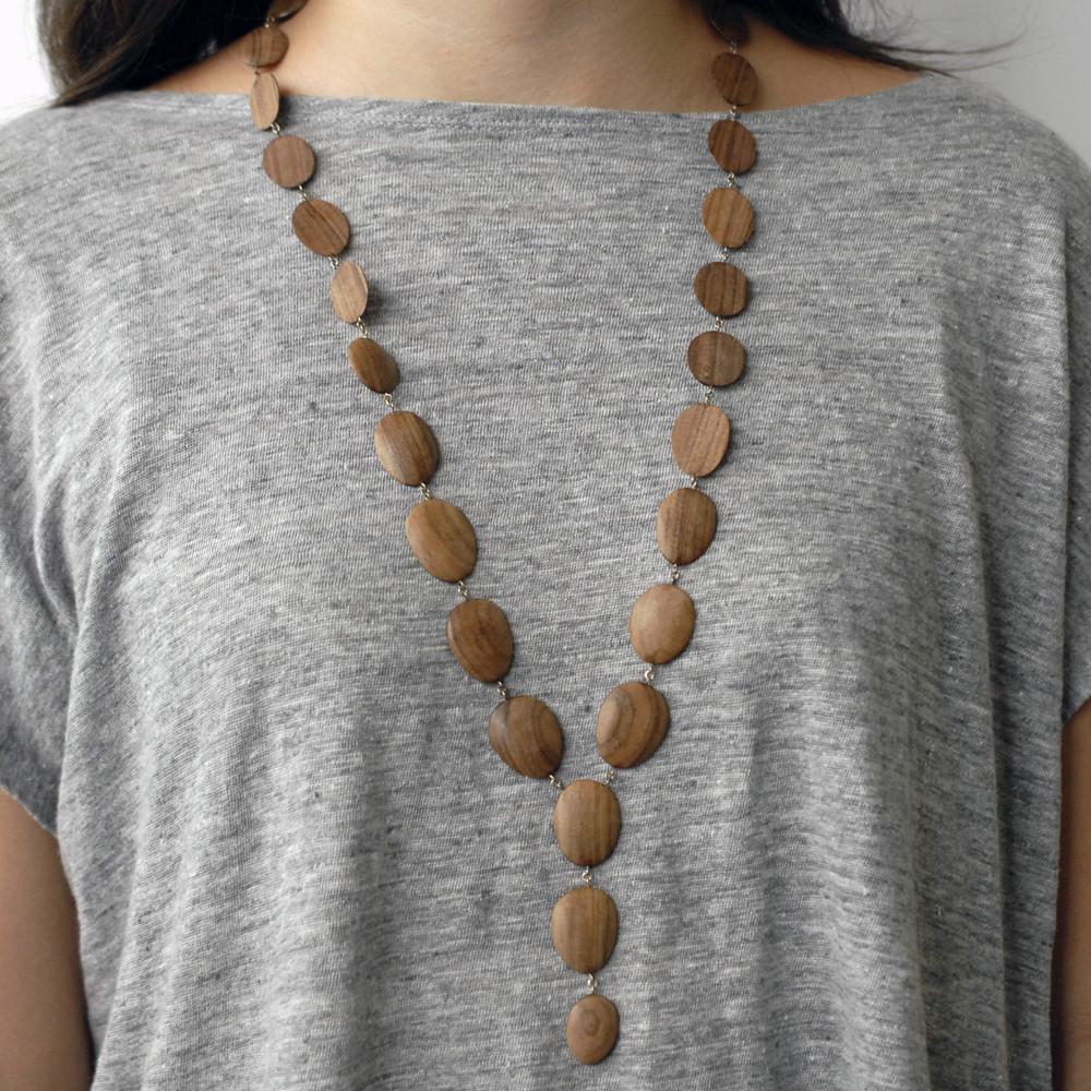  oval wood totem necklace