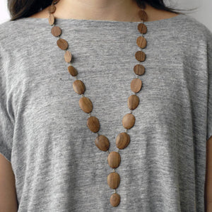  oval wood totem necklace