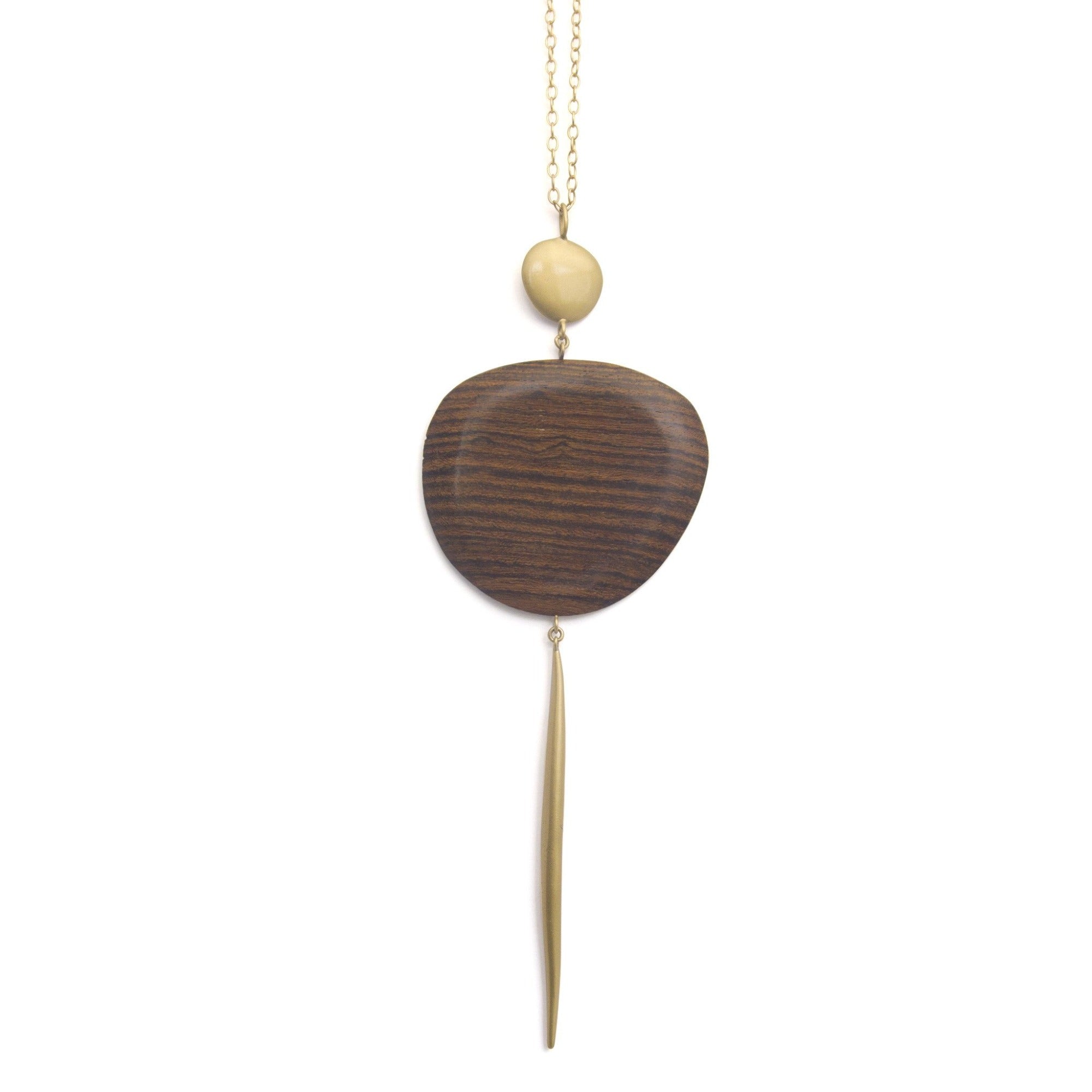 bocote/bronze wood oval and point pendant