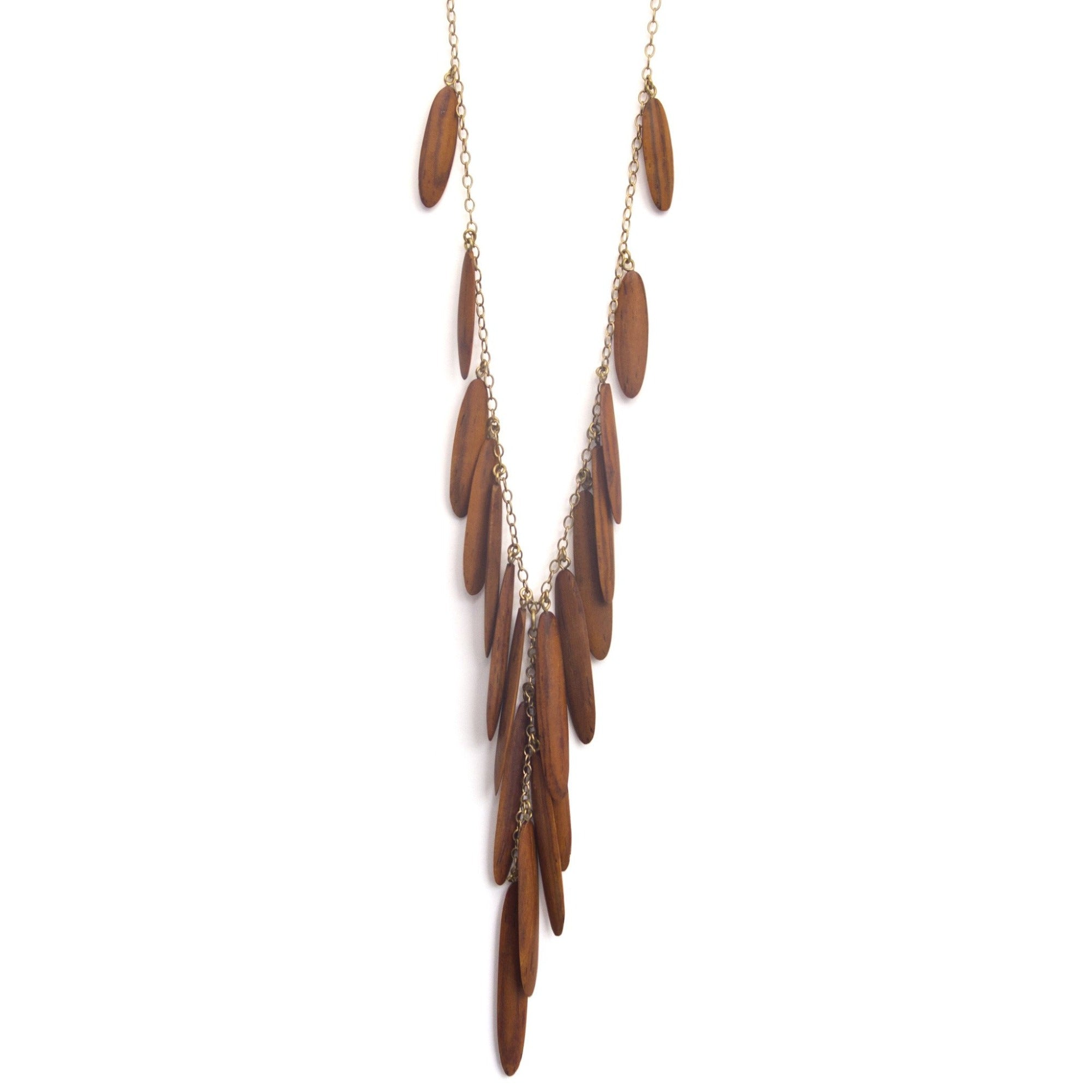 bloodwood/bronze oval wood cascade necklace