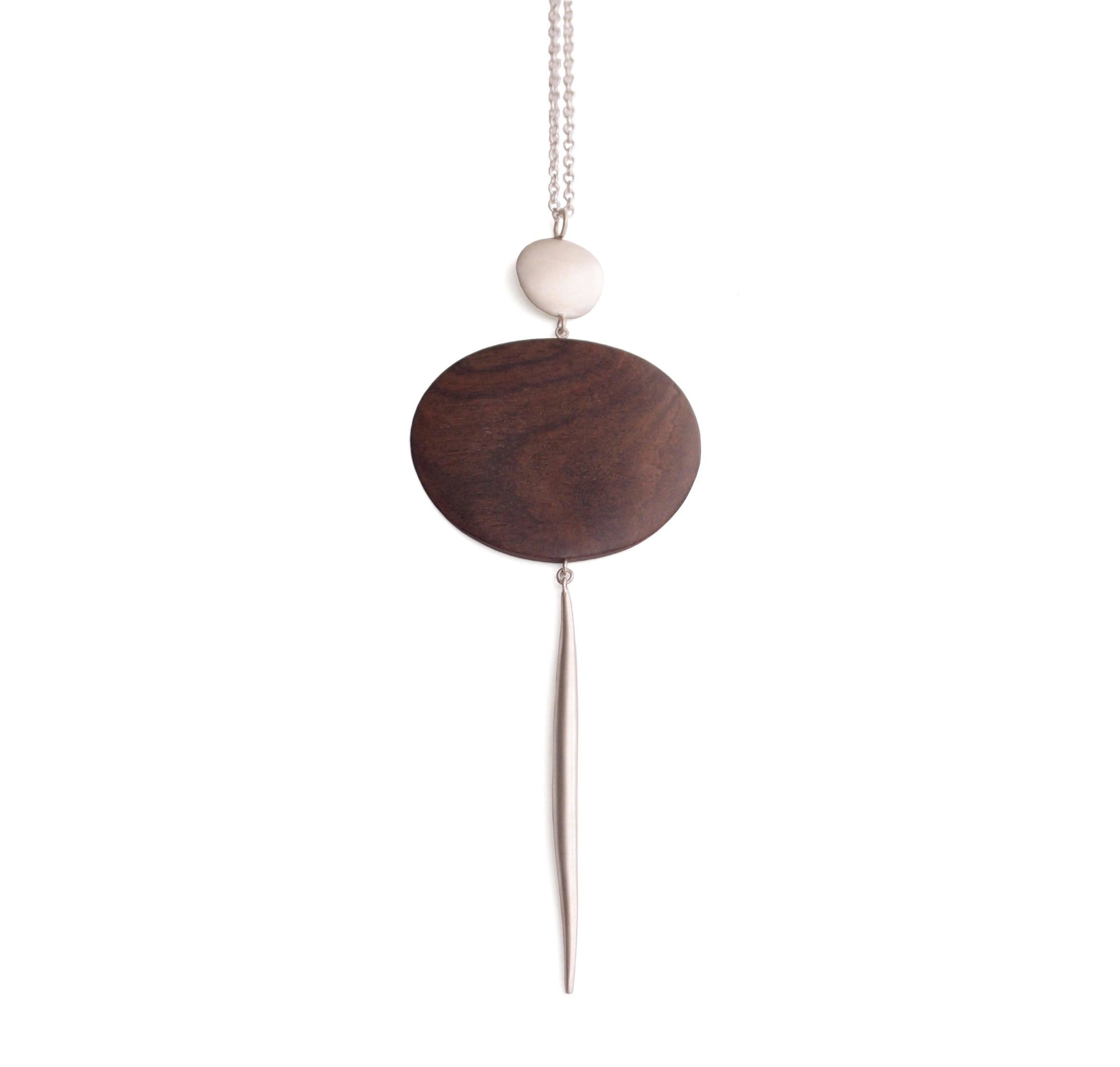 rosewood/sterling silver wood oval and point pendant